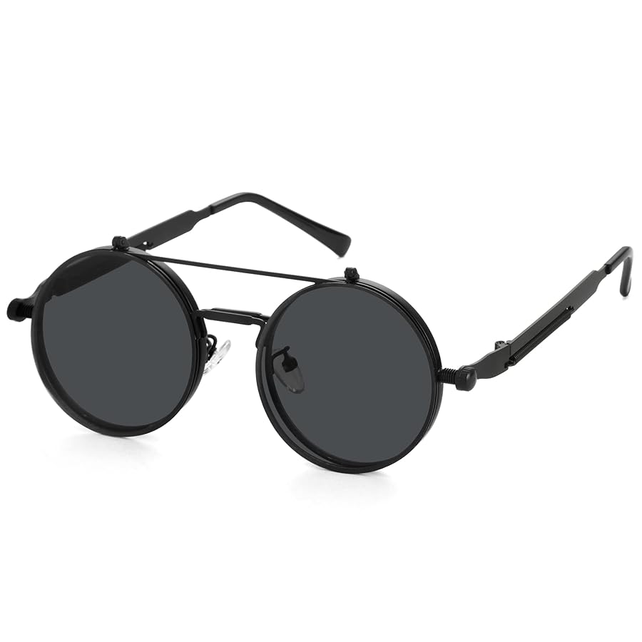 Sunshine Amazon.com: Kursan Vintage Round Flip Up Sunglasses for